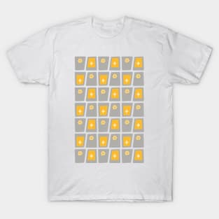 Mid Century Funky Blocks 2 in Grey and Yellow T-Shirt